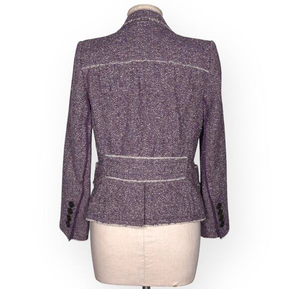 Vintage MARC JACOBS 100%Wool Purple Tweed Blazer Jacket Frayed Hem Classic RARE - Picture 9 of 13